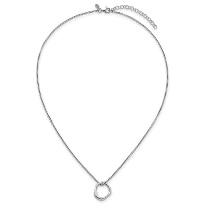 Sterling Silver Rhodium-Plated Polished 16 w/2in Ext Abstract Necklace
