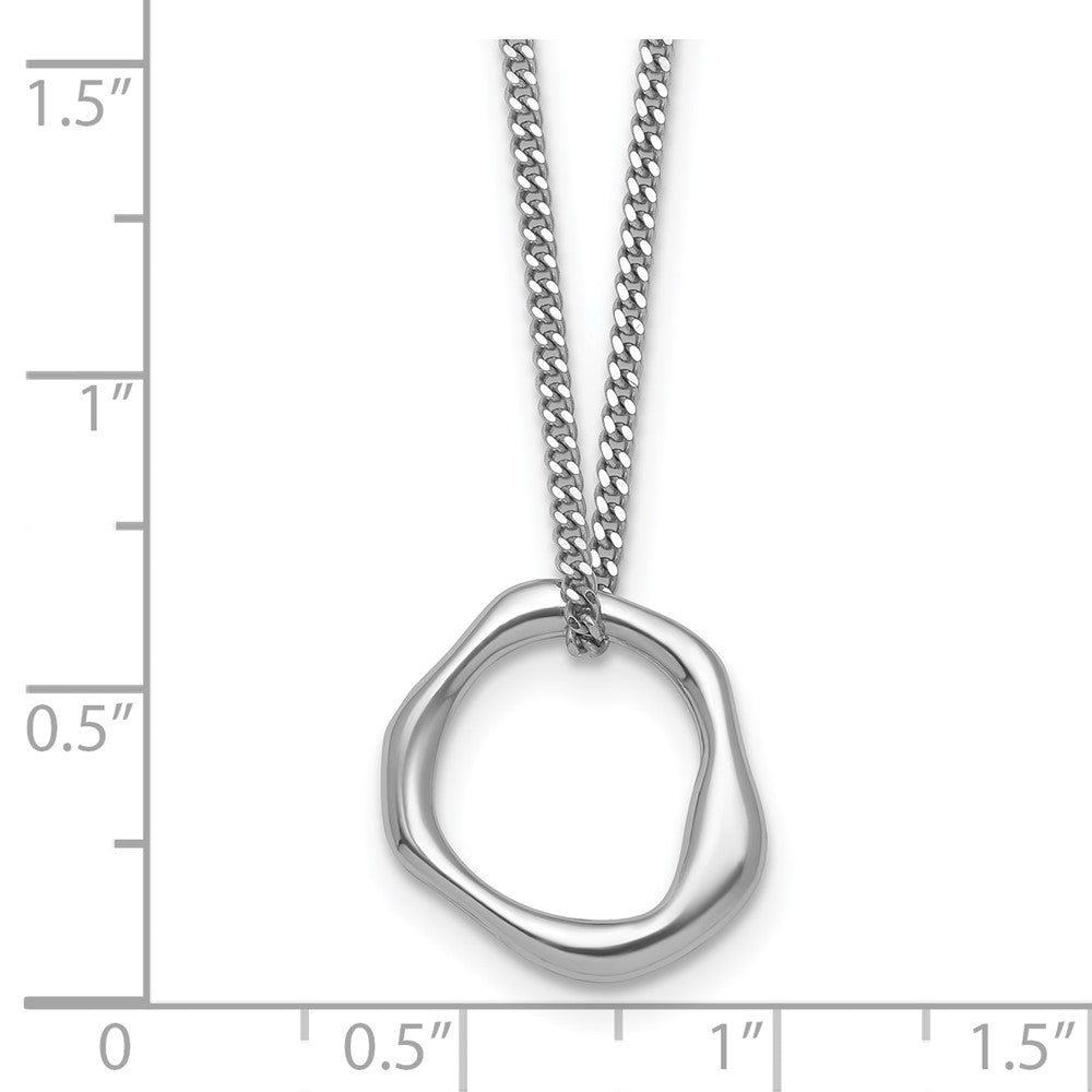 Sterling Silver Rhodium-Plated Polished 16 w/2in Ext Abstract Necklace