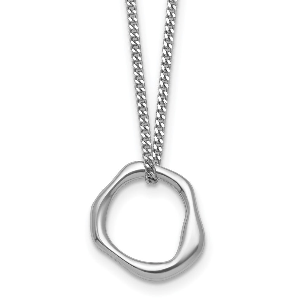 Sterling Silver Rhodium-Plated Polished 16 w/2in Ext Abstract Necklace