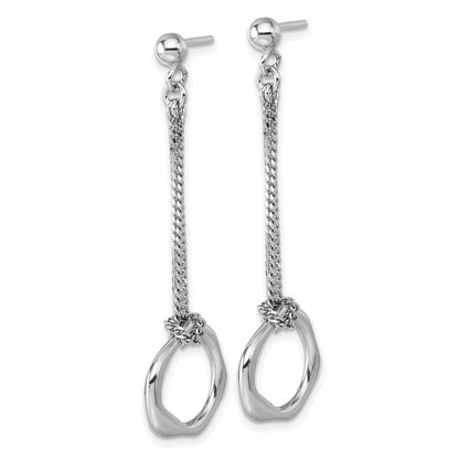 Sterling Silver Rhodium-Plated Polished Abstract Post Dangle Earrings