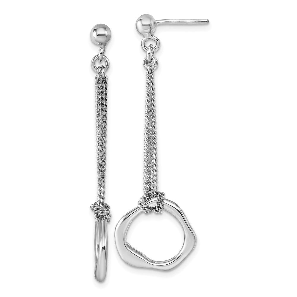 Sterling Silver Rhodium-Plated Polished Abstract Post Dangle Earrings