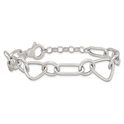 Sterling Silver Polished w/1in Ext Fancy Link Bracelet