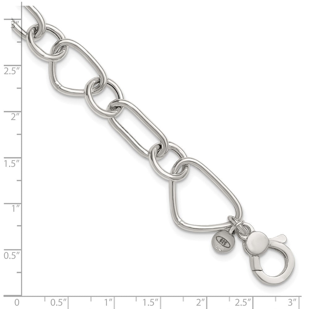 Sterling Silver Polished w/1in Ext Fancy Link Bracelet