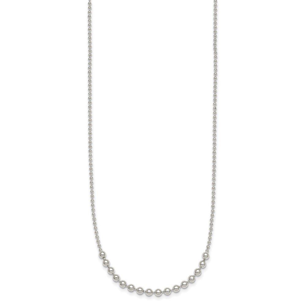 Sterling Silver Polished Beaded 18 Inch Necklace