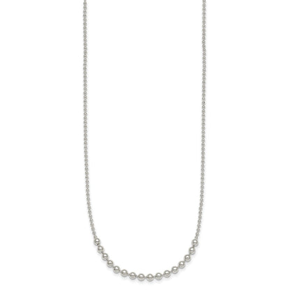 Sterling Silver Polished Beaded 18 Inch Necklace