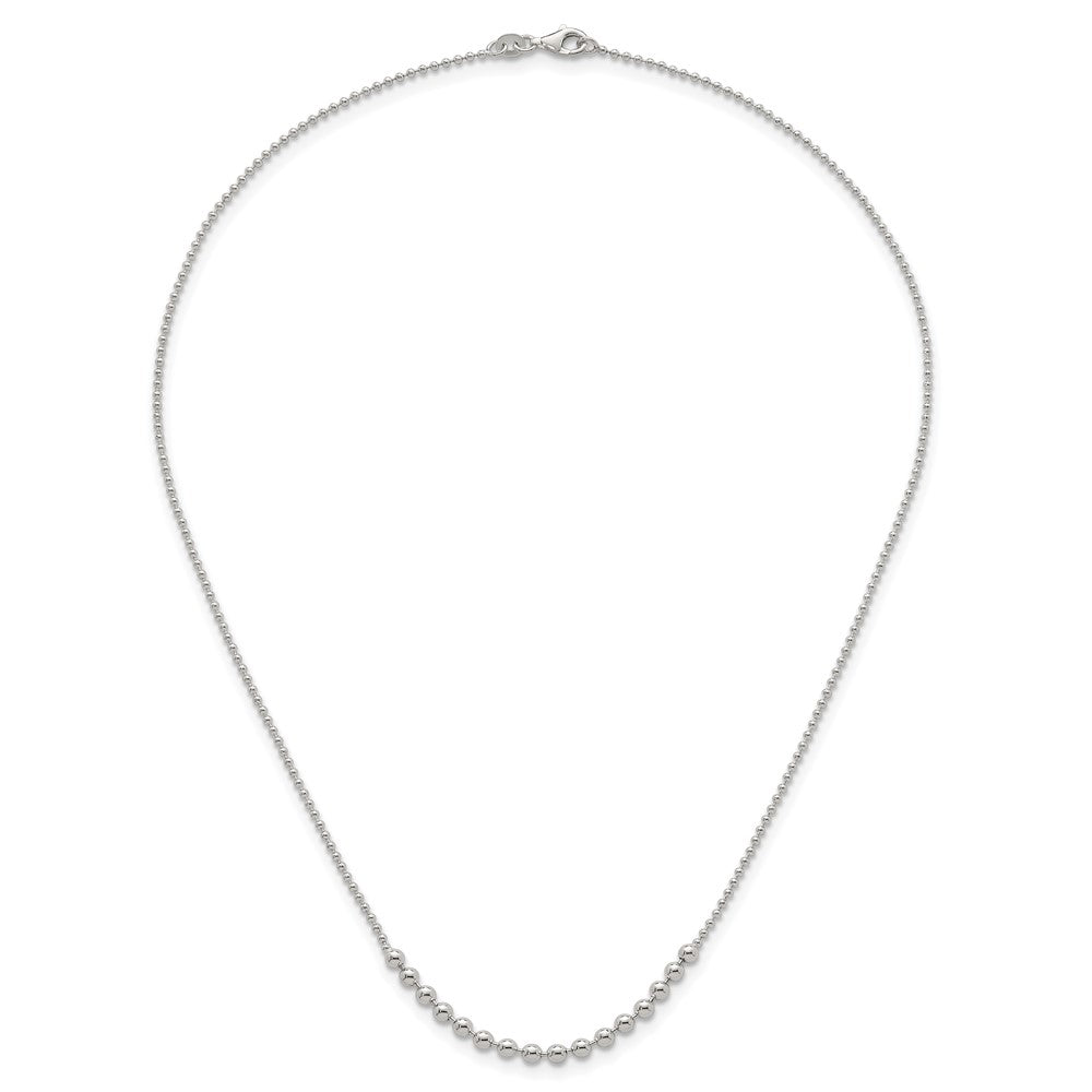 Sterling Silver Polished Beaded 18 Inch Necklace