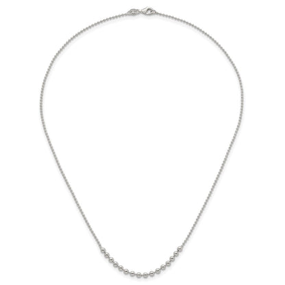 Sterling Silver Polished Beaded 18 Inch Necklace