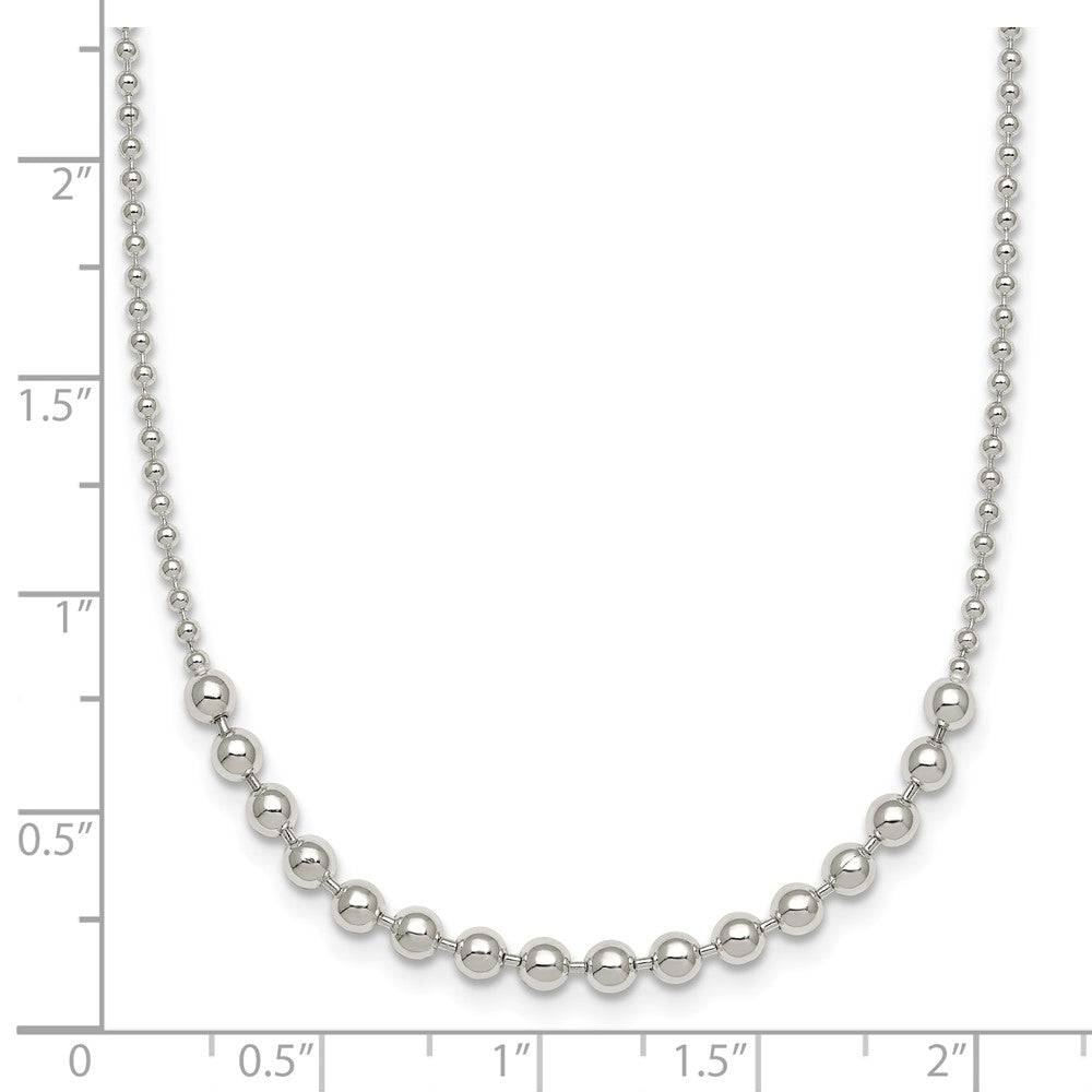 Sterling Silver Polished Beaded 18 Inch Necklace