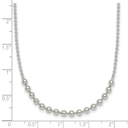 Sterling Silver Polished Beaded 18 Inch Necklace