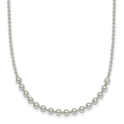 Sterling Silver Polished Beaded 18 Inch Necklace