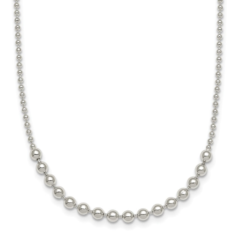 Sterling Silver Polished Beaded 18 Inch Necklace