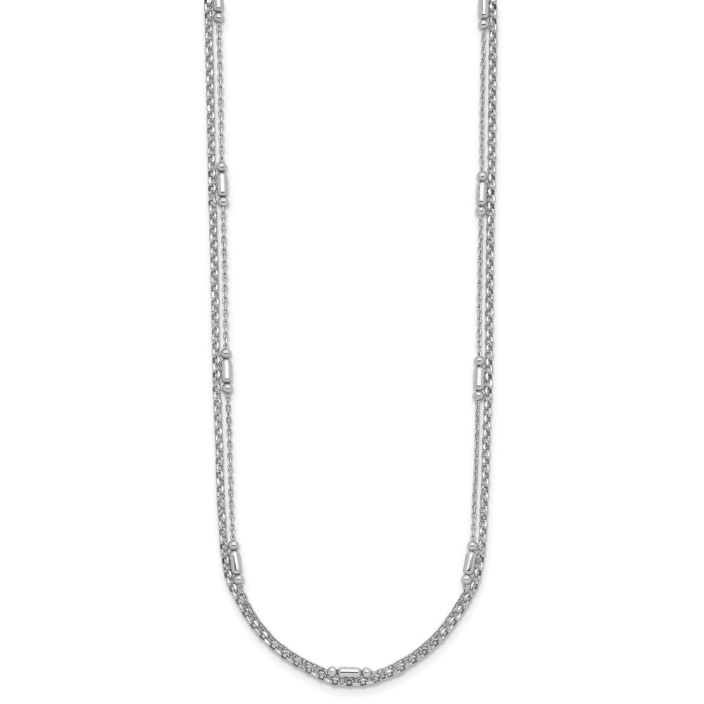 Sterling Silver Rhodium-Plated Polished 2-strand 16 w/2in Ext Necklace