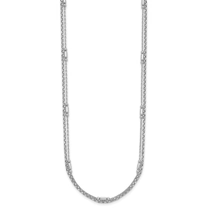 Sterling Silver Rhodium-Plated Polished 2-strand 16 w/2in Ext Necklace