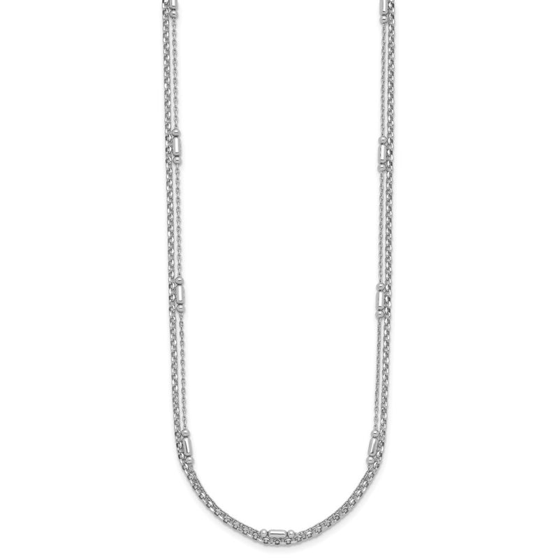 Sterling Silver Rhodium-Plated Polished 2-strand 16 w/2in Ext Necklace