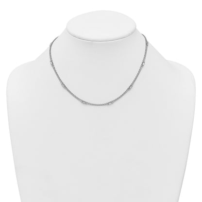 Sterling Silver Rhodium-Plated Polished 2-strand 16 w/2in Ext Necklace