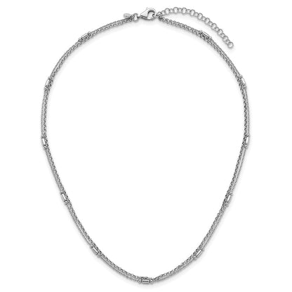 Sterling Silver Rhodium-Plated Polished 2-strand 16 w/2in Ext Necklace