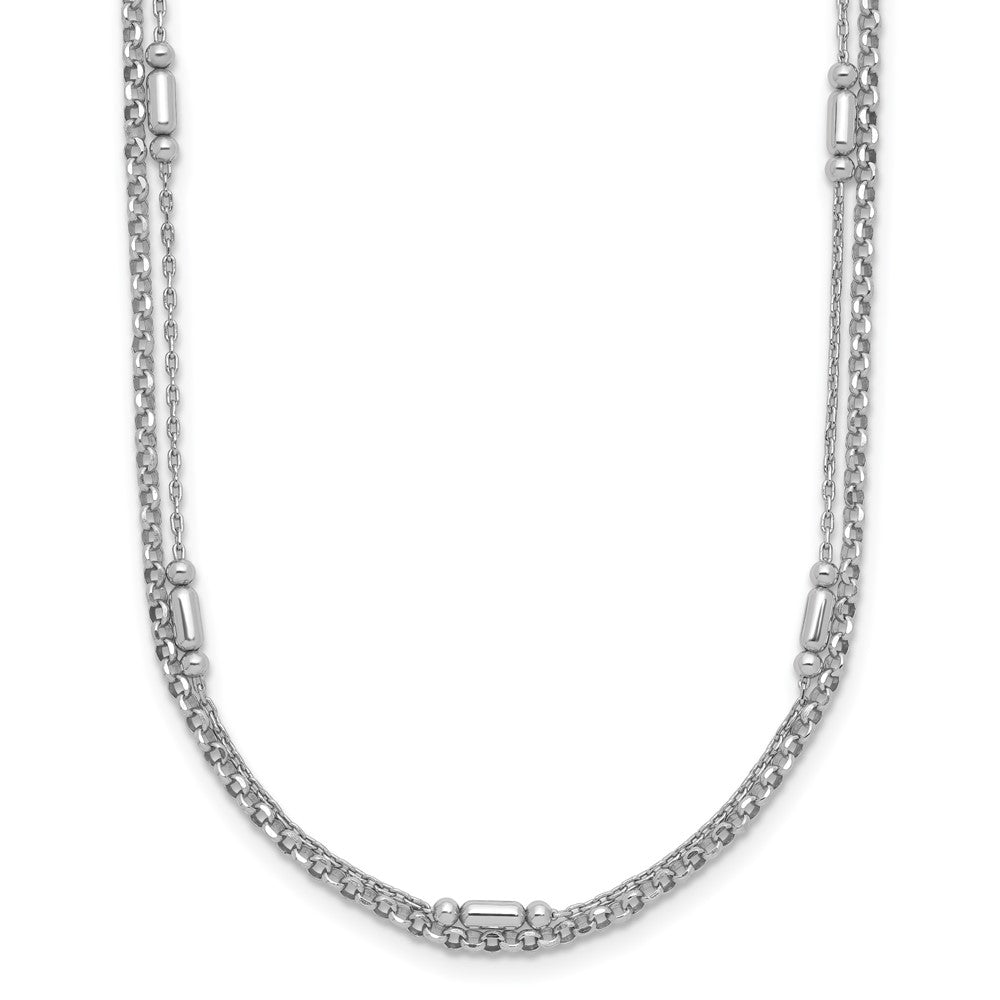 Sterling Silver Rhodium-Plated Polished 2-strand 16 w/2in Ext Necklace