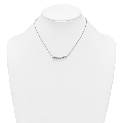 Sterling Silver Rhodium Plated Graduated Beaded w/1.5in Ext. Necklace