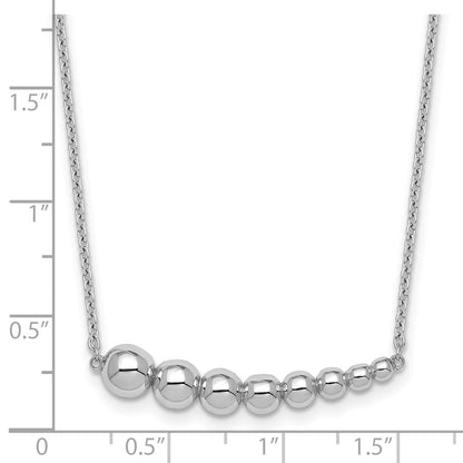Sterling Silver Rhodium Plated Graduated Beaded w/1.5in Ext. Necklace