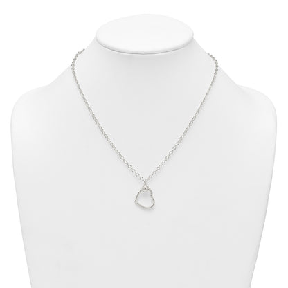 Sterling Silver Polished and Twisted Heart 18 Inch Necklace