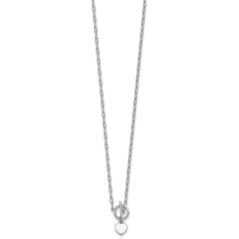 Sterling Silver Rh-Pltd Heart Paperclip Link 16in W/ 2in Ext Necklace
