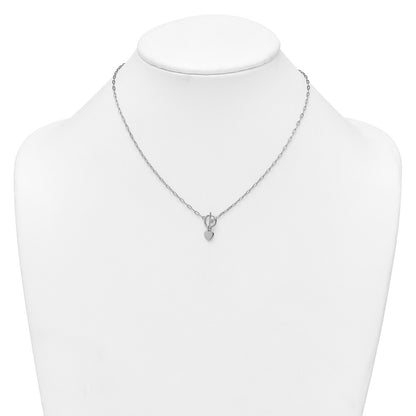 Sterling Silver Rh-Pltd Heart Paperclip Link 16in W/ 2in Ext Necklace