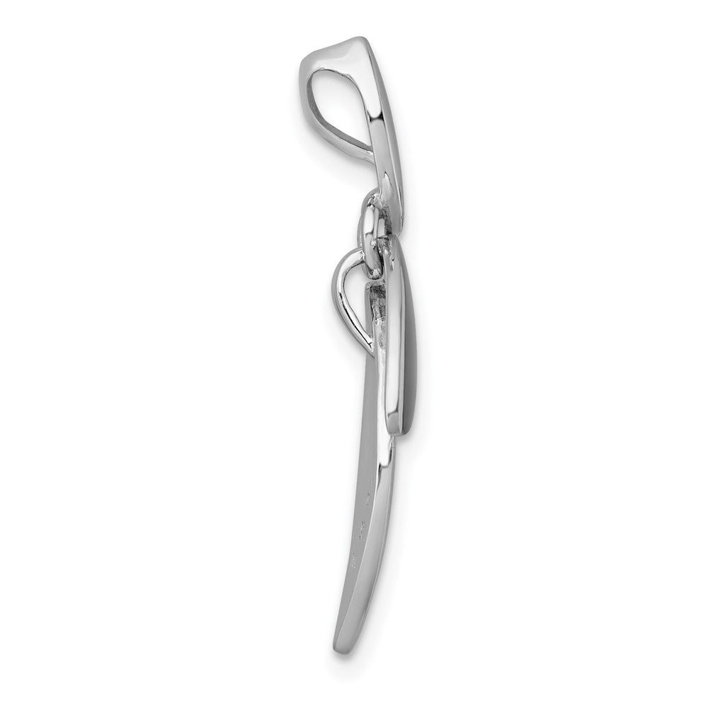 Sterling Silver Rh-Pltd Brushed/polished Fancy Chain Slide Pendant