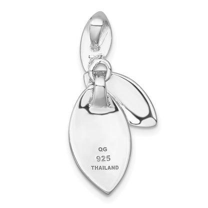 Sterling Silver Rh-Pltd Brushed/polished Fancy Chain Slide Pendant