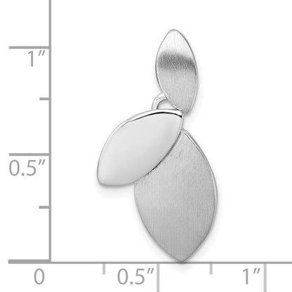 Sterling Silver Rh-Pltd Brushed/polished Fancy Chain Slide Pendant