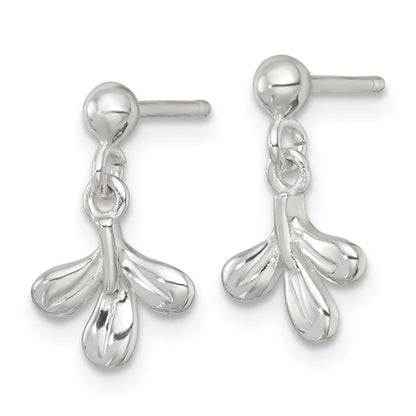 Sterling Silver Polished 3 Leaf Post Dangle Earrings