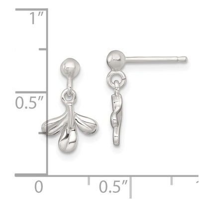 Sterling Silver Polished 3 Leaf Post Dangle Earrings