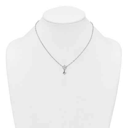 Sterling Silver Rh-Pltd Butterfly Paperclip Link 16in W/ 2in Ext Necklace