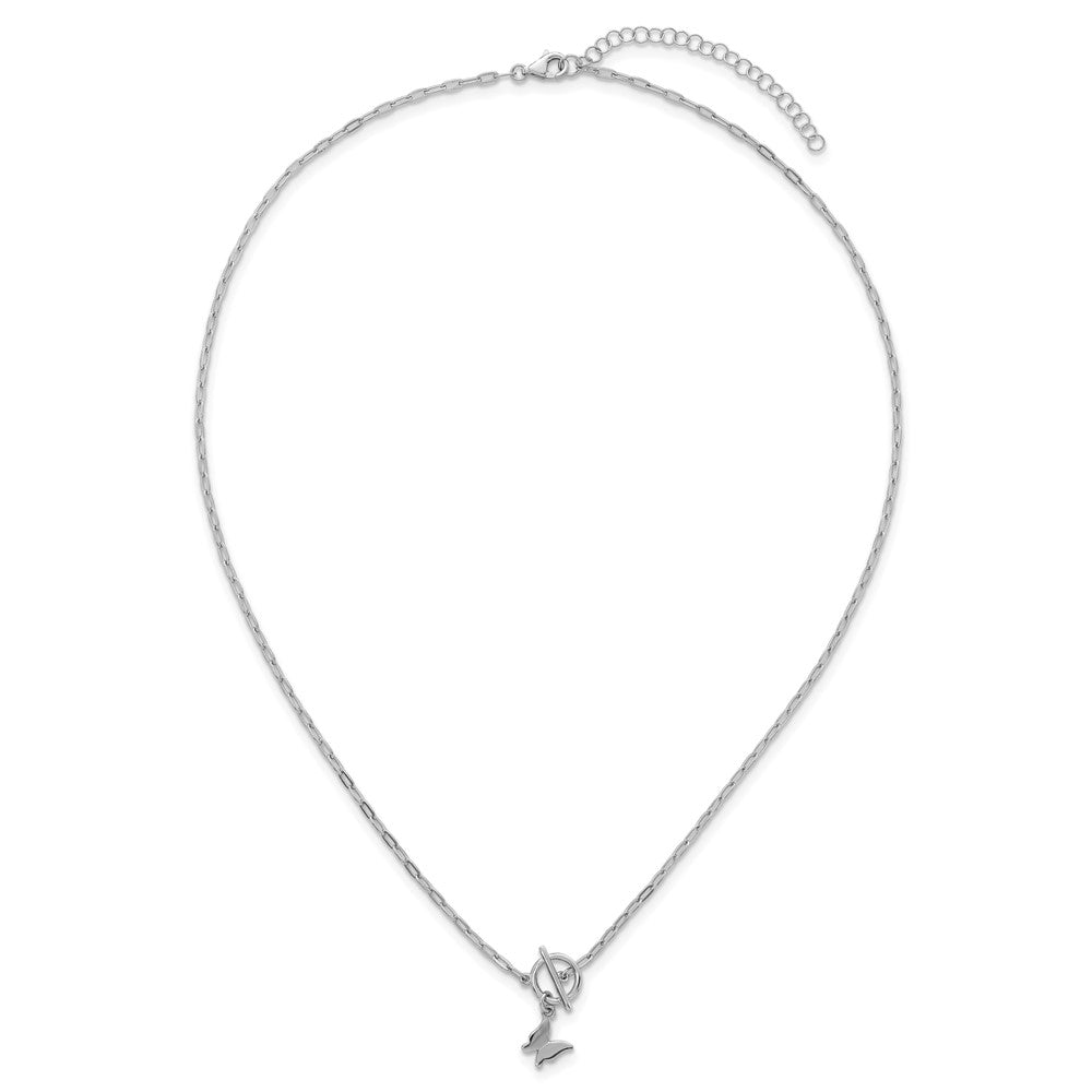 Sterling Silver Rh-Pltd Butterfly Paperclip Link 16in W/ 2in Ext Necklace