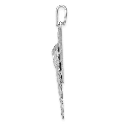 Sterling Silver Rhodium Plated Polished Brushed/hammered Triangle Pendant