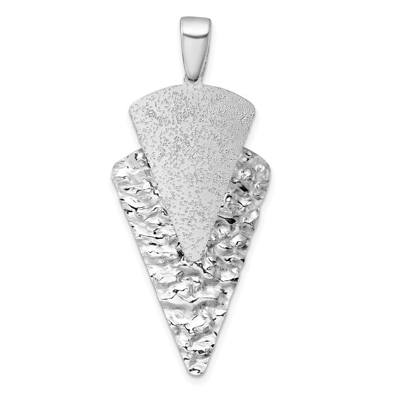Sterling Silver Rhodium Plated Polished Brushed/hammered Triangle Pendant