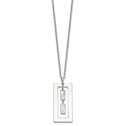 Sterling Silver 18.25in Rectangle Mother of Pearl Necklace
