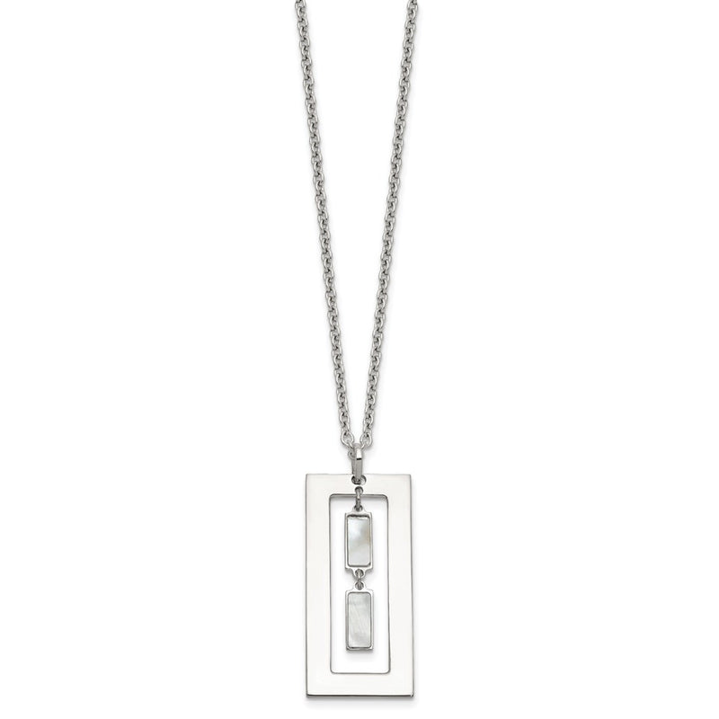 Sterling Silver 18.25in Rectangle Mother of Pearl Necklace