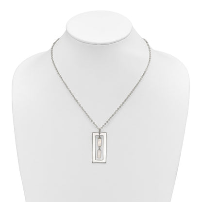 Sterling Silver 18.25in Rectangle Mother of Pearl Necklace