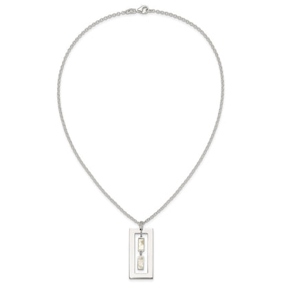 Sterling Silver 18.25in Rectangle Mother of Pearl Necklace