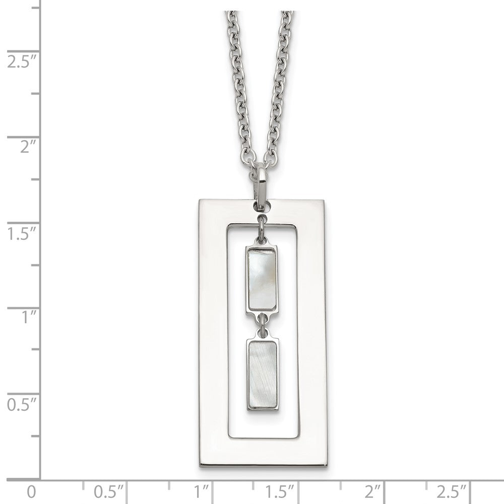 Sterling Silver 18.25in Rectangle Mother of Pearl Necklace