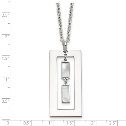 Sterling Silver 18.25in Rectangle Mother of Pearl Necklace