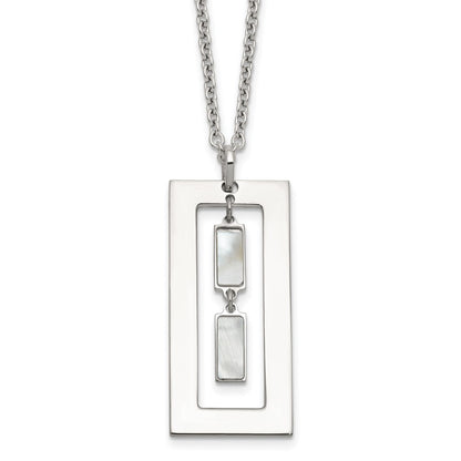 Sterling Silver 18.25in Rectangle Mother of Pearl Necklace