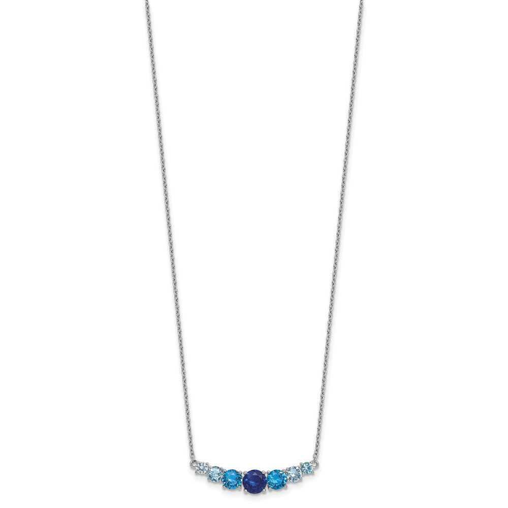Sterling Silver Rhodium Plated Lab Cr. Spinel/cr. Aquamarine 16in w/2in Ext Necklace