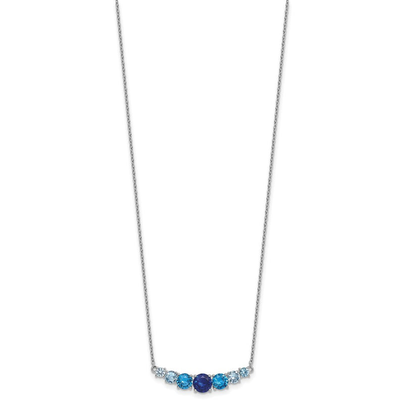 Sterling Silver Rhodium Plated Lab Cr. Spinel/cr. Aquamarine 16in w/2in Ext Necklace