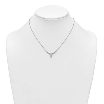 Sterling Silver Rhodium-Plated CZ Fancy Drop w/1in Ext. Necklace