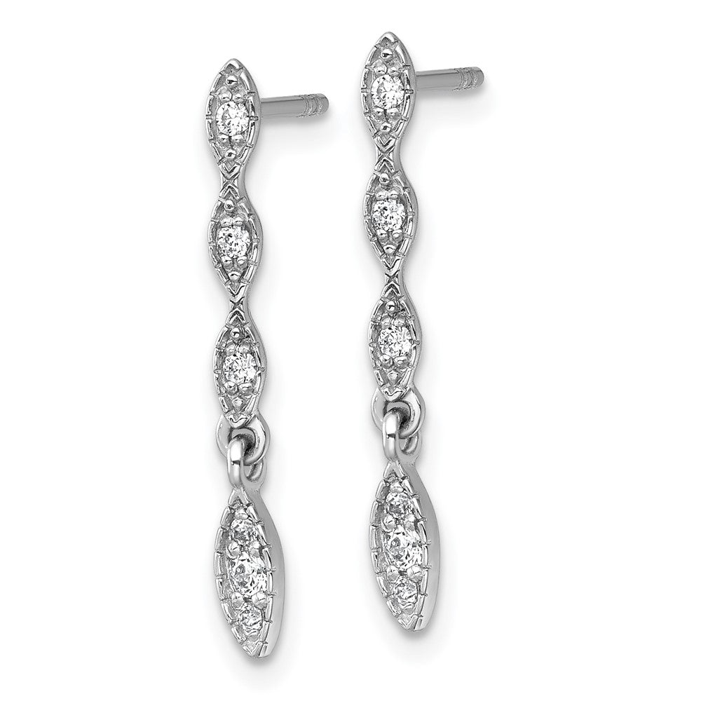 Sterling Silver Rhodium Plated Polished Fancy CZ Drop Dangle Earrings