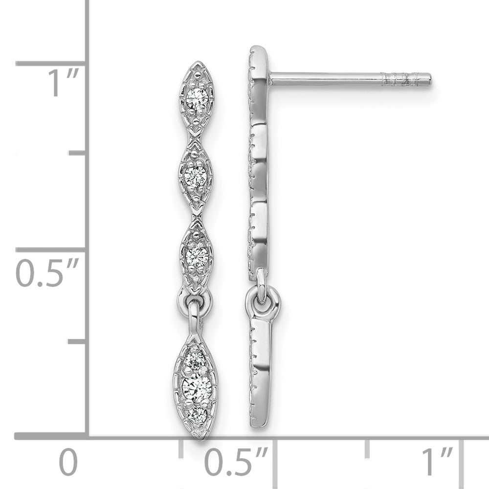 Sterling Silver Rhodium Plated Polished Fancy CZ Drop Dangle Earrings