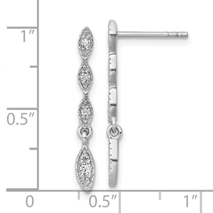 Sterling Silver Rhodium Plated Polished Fancy CZ Drop Dangle Earrings