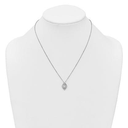 Sterling Silver Rhodium-Plated CZ Polished Fancy 18in Necklace