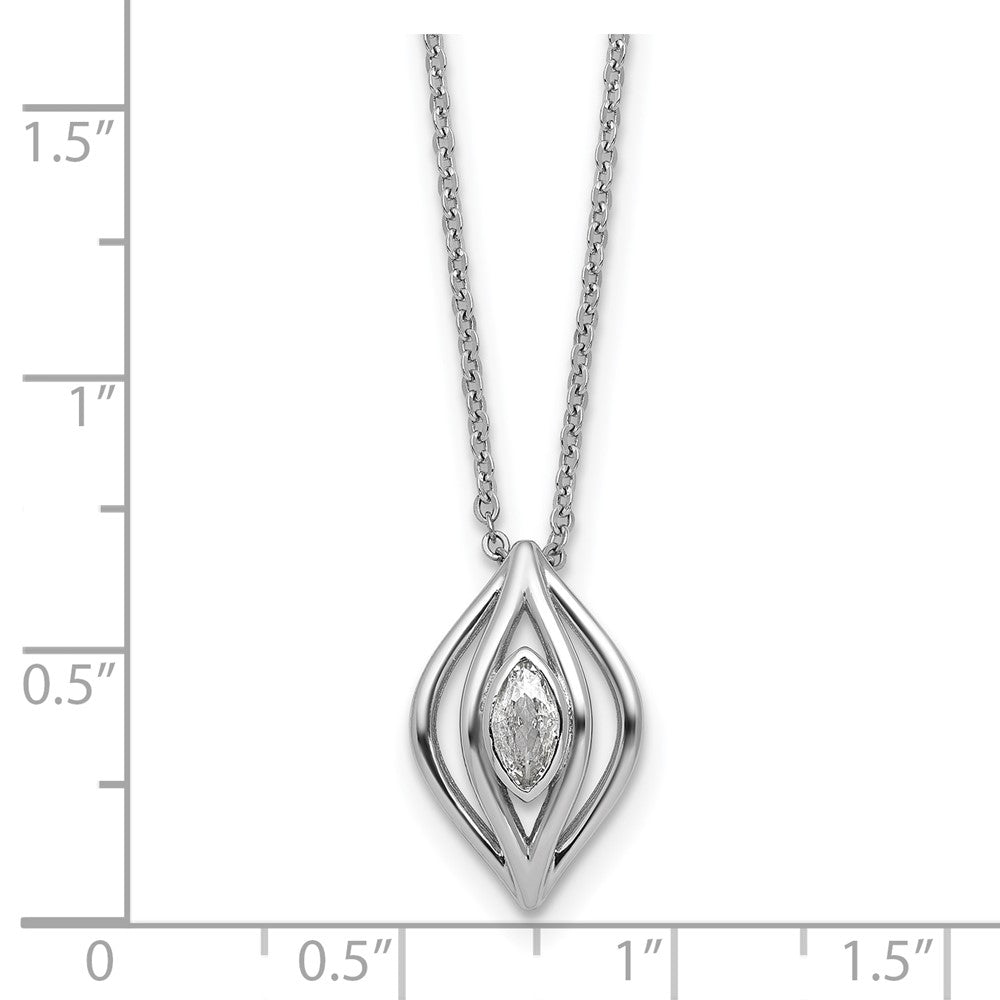 Sterling Silver Rhodium-Plated CZ Polished Fancy 18in Necklace